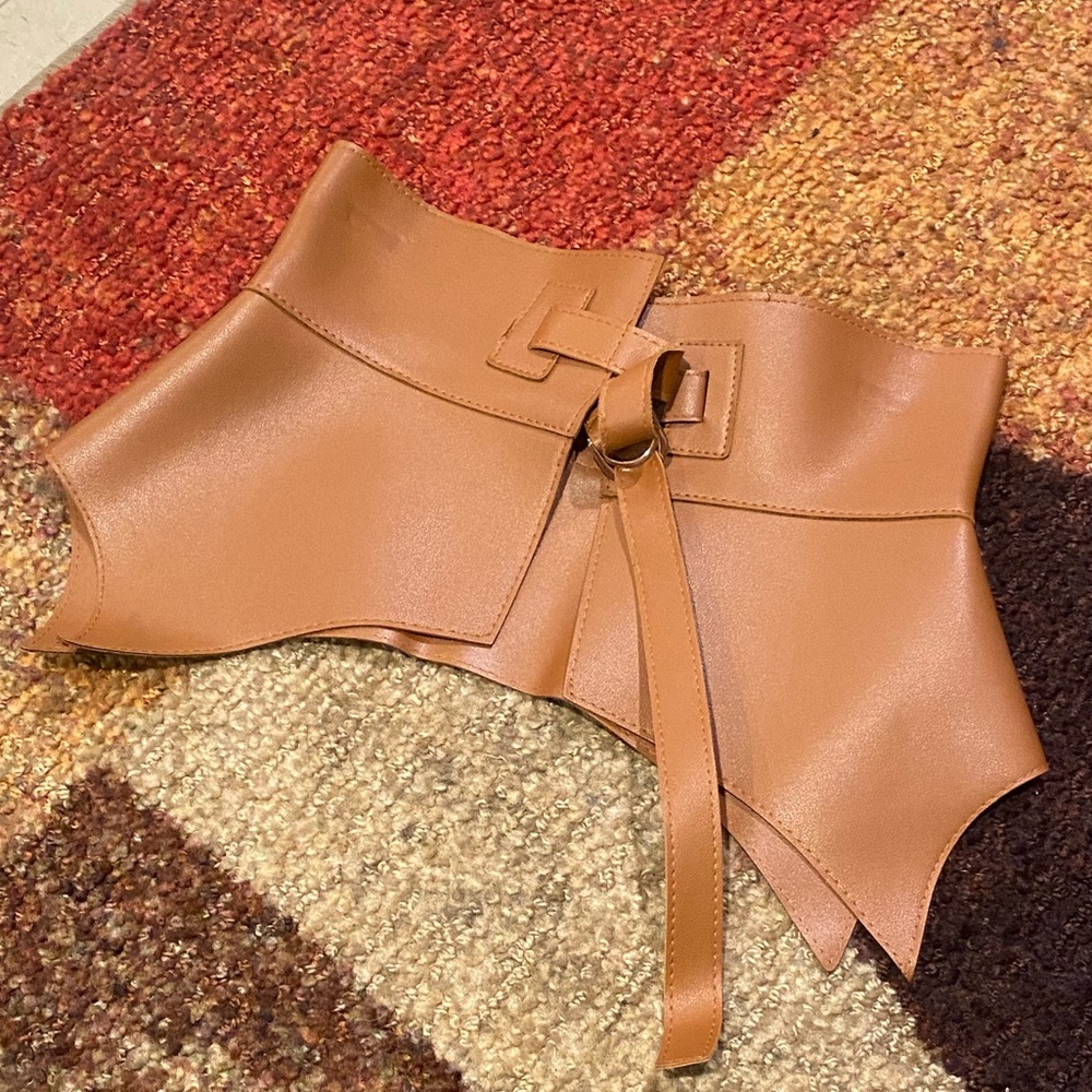 Brown peplum belt